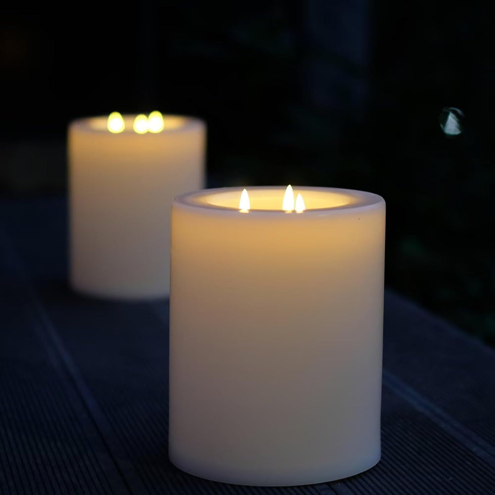 Outdoor XL 6.45" x 8" Large Flameless Candles with Remote, Rainproo...