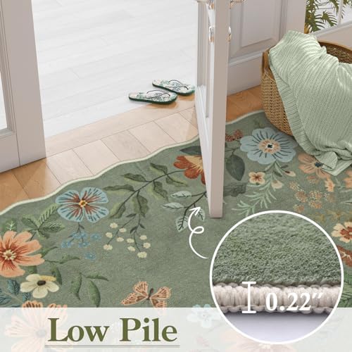 Lahome Floral Runners for Hallways Non Slip, 2X6 Washable Kitchen Runner
