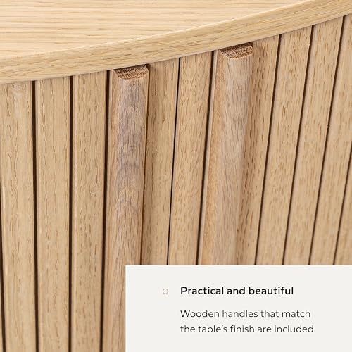 WERMO 35'' Round Coffee Table with Storage and Shelves - Round Center...