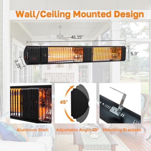 ThermoMate Infrared Electric Patio Heater, 3000W Carbon Fiber Heating for Out...