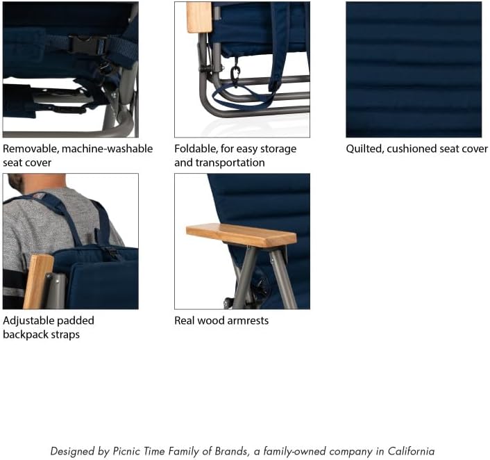 Picnic TIME Descanso Padded Beach Chair, Low Camping Chair with Removable Was...