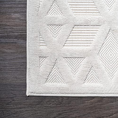 JONATHAN Y Neutral Geometric Indoor Outdoor Area Rug 4X6 Ivory, Talaia for Ba...