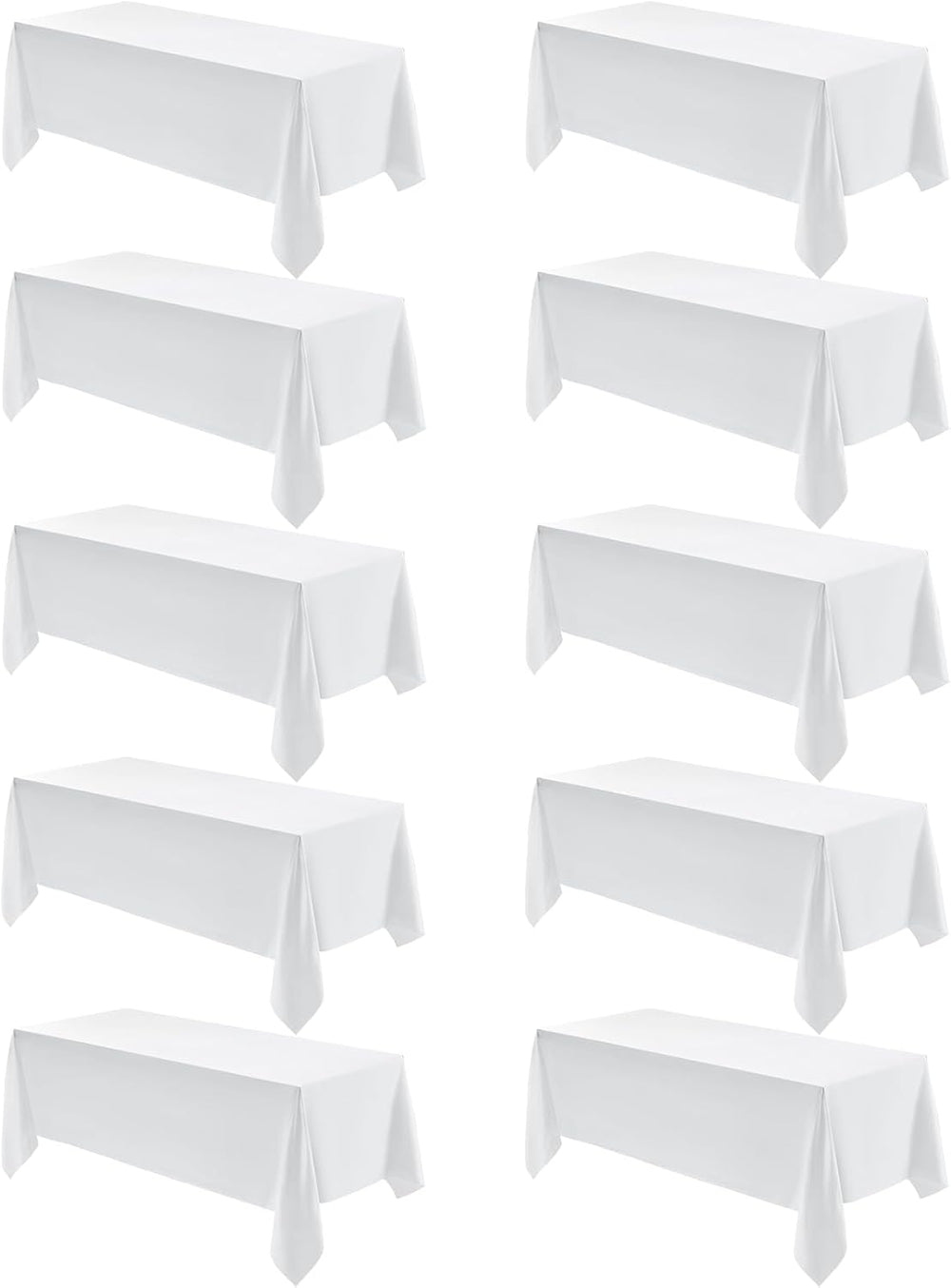 VidaFete Everyday Series Rectangle Tablecloth 60" x 102" 10 Pack White