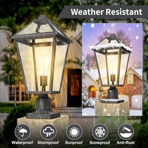 Outdoor Post Lights Fixtures, Lamp Post Light Fixture Black Finish, Waterproo...