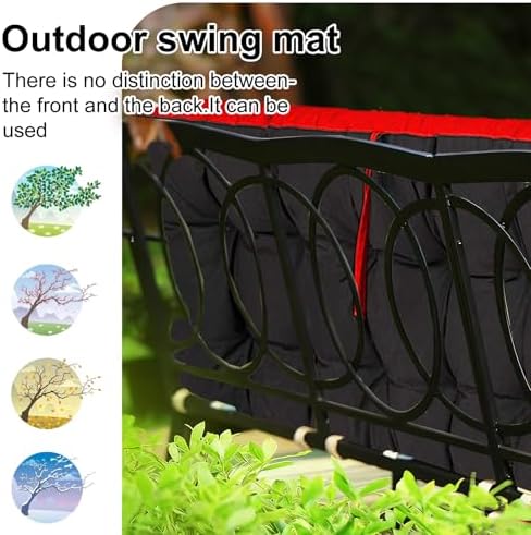 Outdoor Waterproof Porch Swing Cushion Replacement, Red, 63x40in