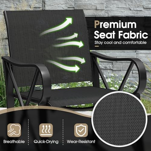 HAPPYGRILL 3-Piece Patio Rocking Bistro Set Rocker Chairs Set with Side Table...