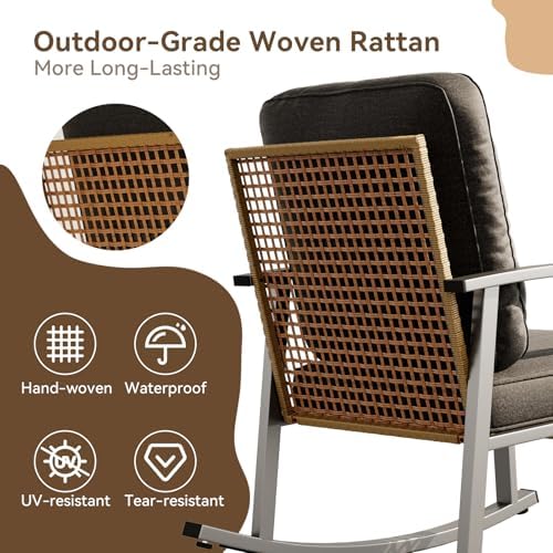 Aoxun 3-Piece Outdoor Rocking Bistro Set, Patio Furniture Set with Coffee Tab...