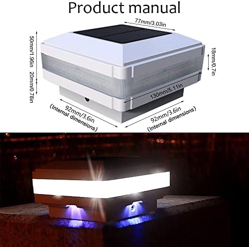 Sumaote 4x4 Solar Post Cap Lights, 160LM 52 LEDs, IP65, White 4 Pack