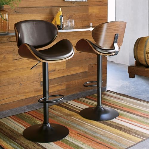 Signature Design by Ashley Adjustable Height Swivel Bar Stool, Dark Brown