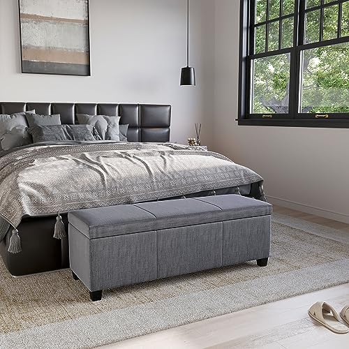 BELLEZE Storage Ottoman, 47 Inch Bench Bedroom Bench with Safety Close Hinge,...