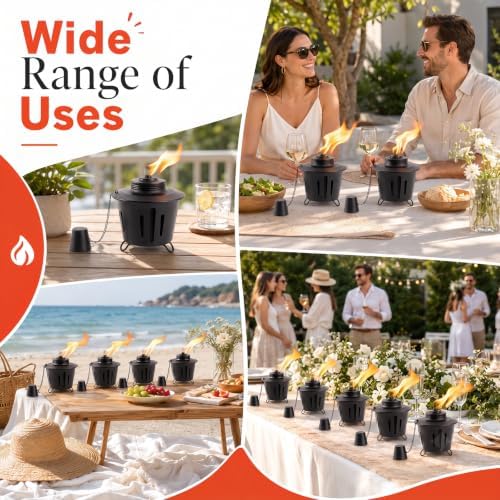 6 Pack Citronella Table Top Torches, 15oz Mini Fire Pit Tabletop Torch for Ou...