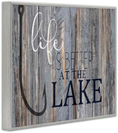 Stupell Industries Life Better Lake Quote Fish Lakehouse Cabin Nautical Phras...