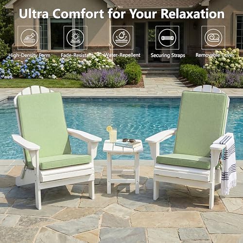 Adirondack Chair Cushions Set of 2 - Removable Covers, Water-Repellent & ...