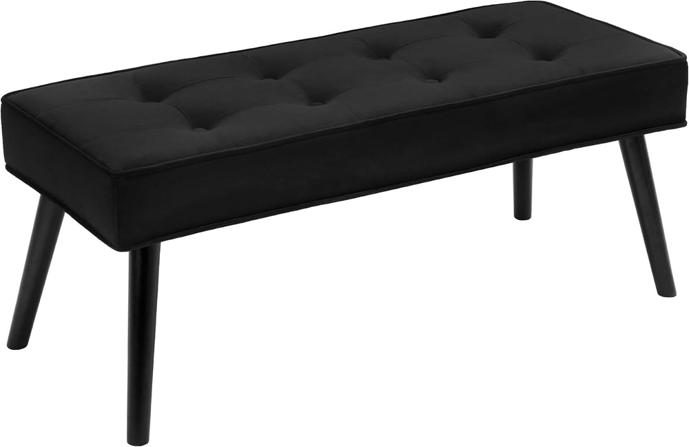 LOULENS Entryway Bench, 40" Modern Velvet End of Bed Bench, Black