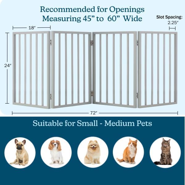 Pet Gate - 4-Panel Indoor Foldable Dog Fence for Stairs, Hallways, or Doorway...
