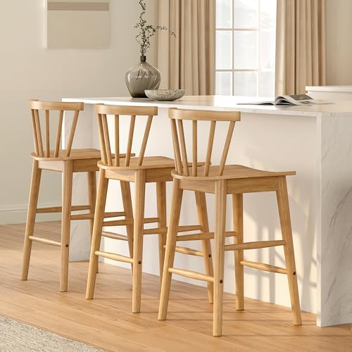 Modern Bar Stools Set of 2, 24" Wooden Counter Height Barstools, Modern ...