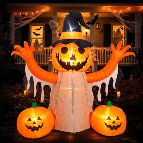 8FT Halloween Inflatables Pumpkin Scarecrow Outdoor Decorations