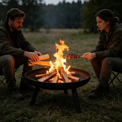 23inch Portable Fire Pit with Fire Poker and Spark Screen, 2 in 1 Small Round...