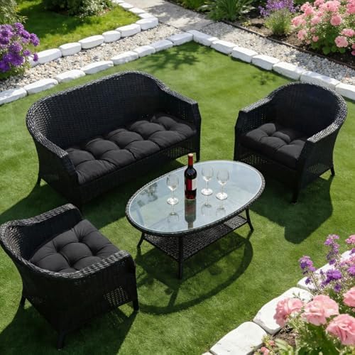 Wicker Chair Cushions of 3 Pieces, Waterproof Cushions for Patio Furniture, T...