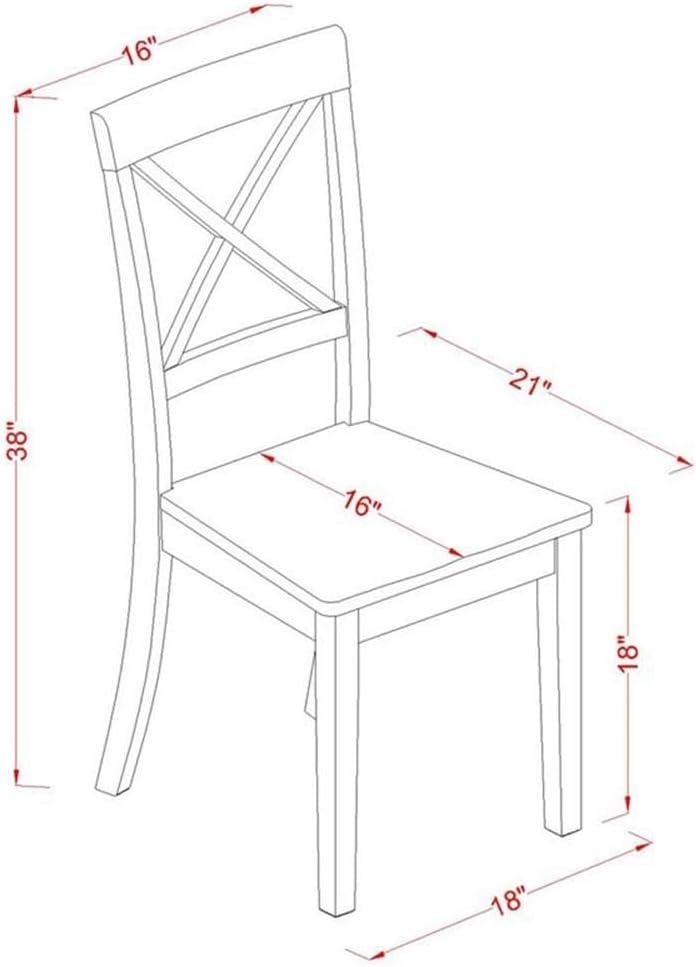 East West Furniture BOC-BLK-W Boston Dining Room Chairs - Cross Back Solid Wo...
