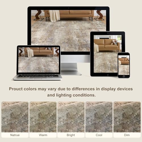 Abstract Rug 8x10 Washable Large Living Room Area Rug Dark Brown