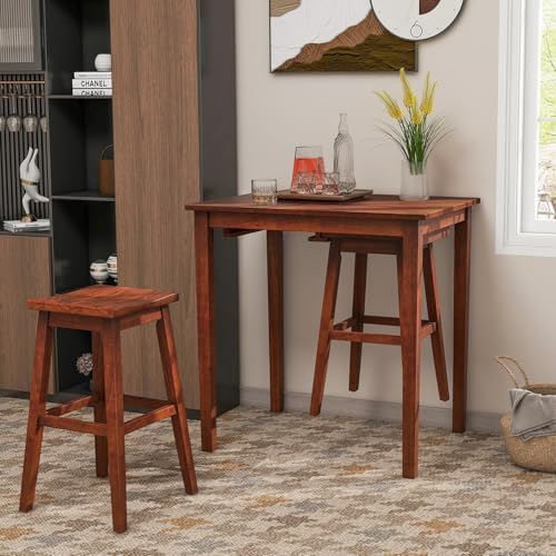 Giantex Bar Table and Chairs Set - 3-Piece Counter Height Dining Table Set wi...
