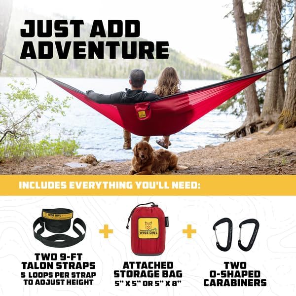 Wise Owl Outfitters Camping Hammock – up to 500lbs Portable Hammock with Tree...