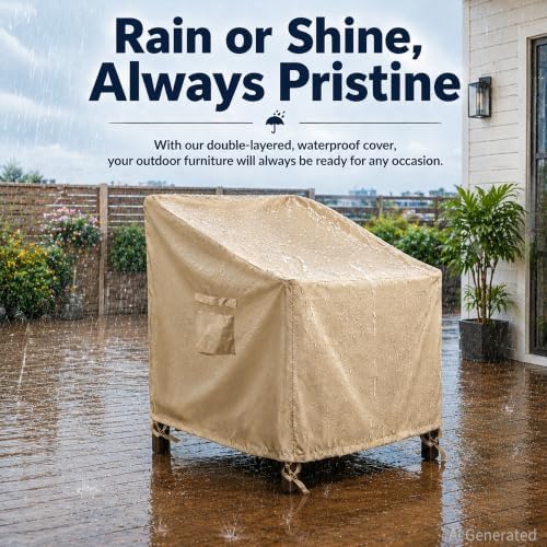 X-Large Heavy Duty Outdoor Chair Covers Waterproof, 43 x 42 x 42 in, Beige