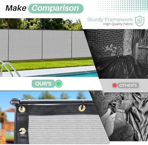 SunnyRoyal 6' x 24' Privacy Fence Screen Panel with Iron Poles Freest...