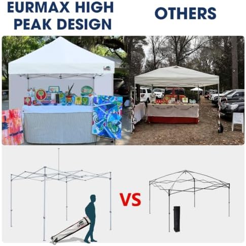 Eurmax USA 10x10 Pop Up Canopy Tent,Commercial Tent with Patented No-Tip Roll...