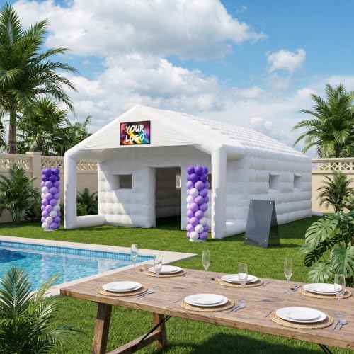 37×20×13Ft White Inflatable Nightclub, Blow up Party Tent with Blower