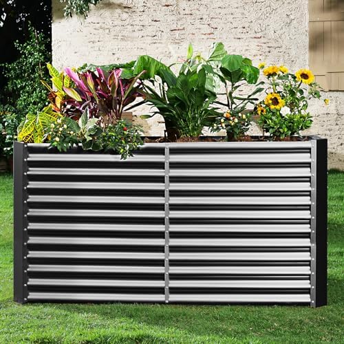 Land Guard 8x4x3ft Rectangular Galvanized Raised Garden Beds, Large-Capacity ...