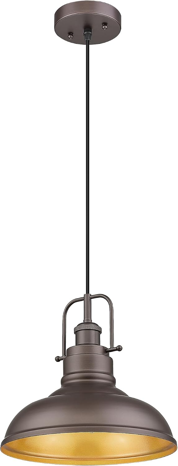 zeyu Farmhouse Pendant Light, 1-Light Industrial Hanging Light Fixture 11-inc...
