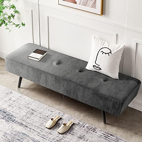 Comfy to go Entryway Bench - Grey Bench for Bedroom, Modern Ottoman End of Be...