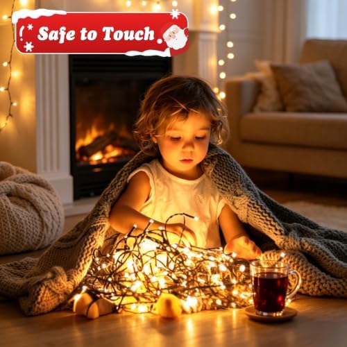 Quntis Battery Powered String Lights Outdoor, 132FT 300 LED Indoor Christmas ...