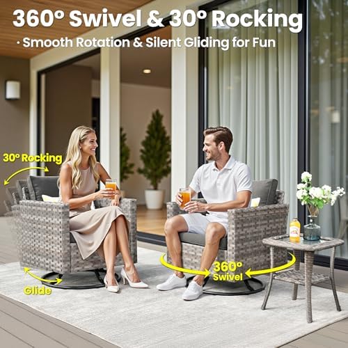 ovios 9 Pieces Patio Furniture Set, Outdoor Wicker Sectional Sofa Couch with ...