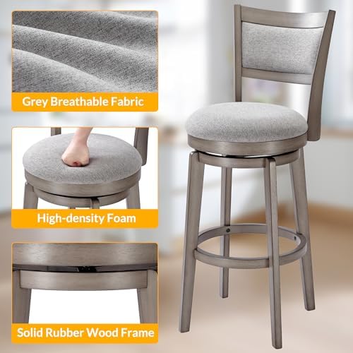 PrimeZone Swivel Bar Stools Set of 2, 30" Bar Height Barstools