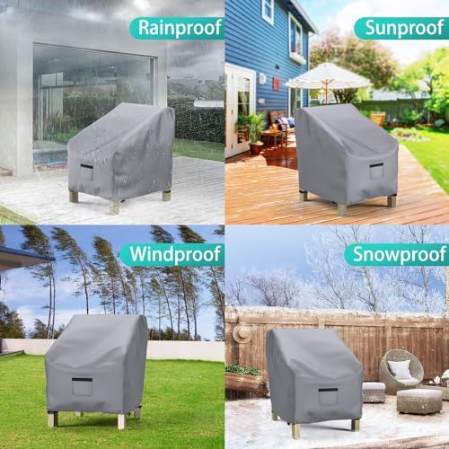 2 Pack Outdoor Patio Chair Covers Waterproof 29"Wx30"Dx36"H, Gray