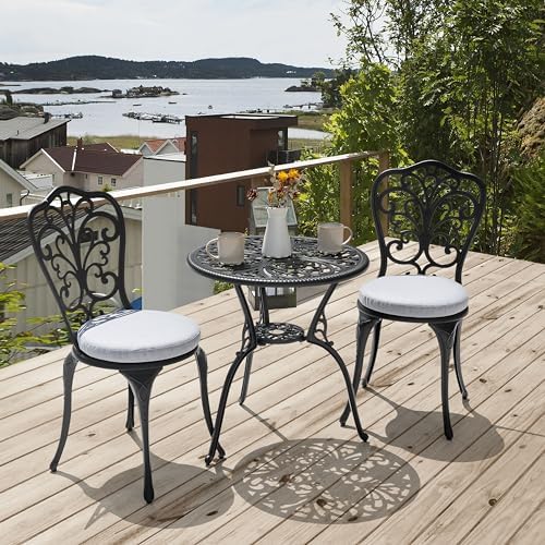 NUU GARDEN 3 Piece Outdoor Bistro Table Set, All Weather Cast Aluminum Patio ...