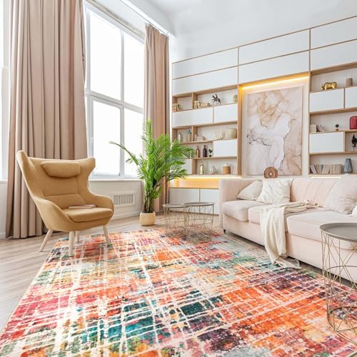 Beeiva Abstract Living Room Carpet 6x9, Modern Washable Non Slip Area Rug, Ul...