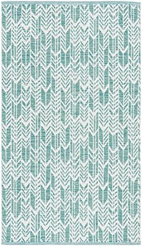 SAFAVIEH Montauk Collection Accent Rug - 3' x 5', Aqua & Ivory, H...
