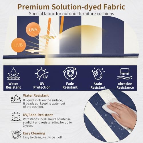 22x24 Outdoor Chair Cushions Set of 2, Waterproof Deep Seat Cushions for Pati...