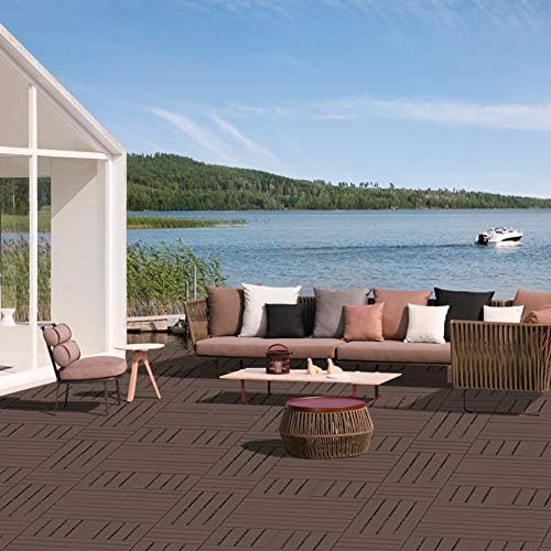 domi Outdoor Living Patio Deck Tiles, 12 x 12 inches Composite Interlocking D...