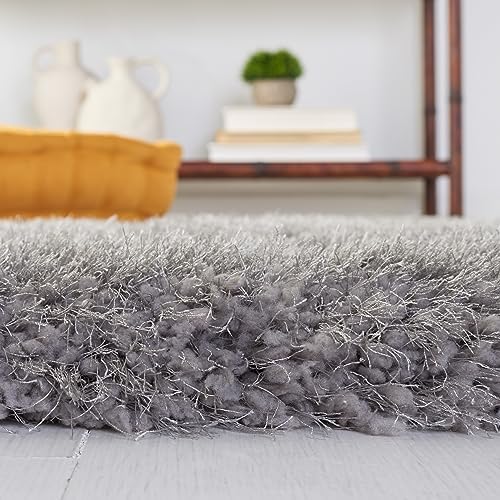 SAFAVIEH Luxe Shag Collection Area Rug - 9' x 12', Grey, Handmade Gla...