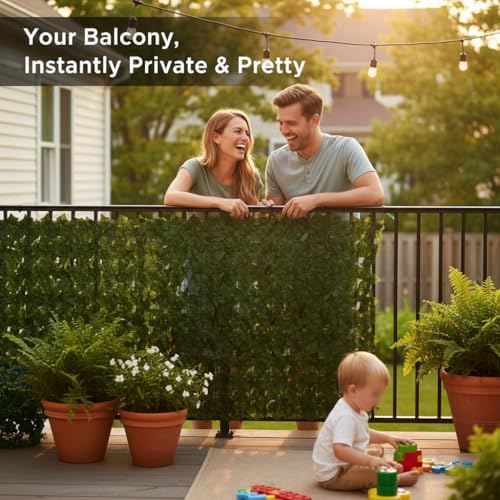 Faux Ivy Privacy Fence Screen Outdoor Expandable Artificial Greenery Roll Fak...