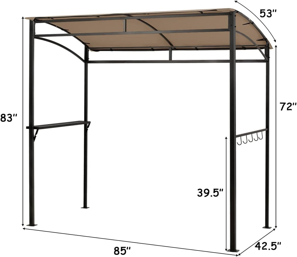 Tangkula 7ft Patio Grill Gazebo with Serving Shelf and Storage Hooks,Coffee