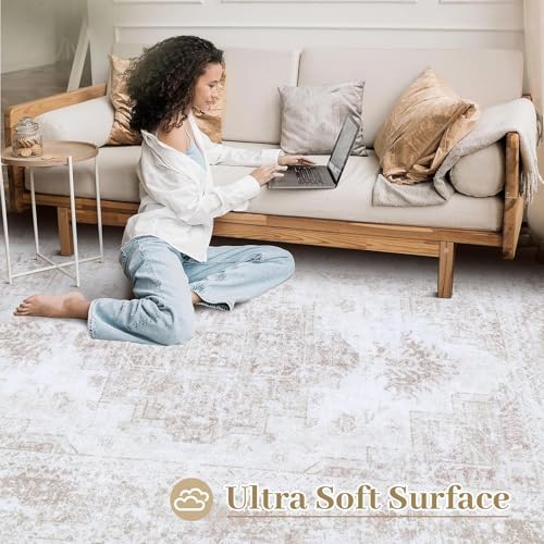 XLUEZ Area Rug 6x9 Living Room Rug, Machine Washable Vintage Distressed Medal...