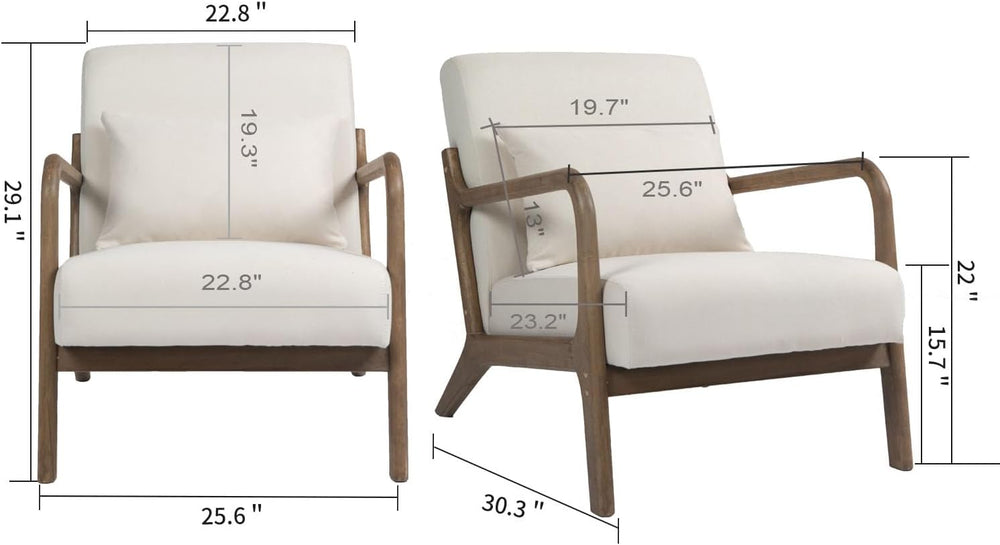 Komene Mid Century Modern Accent Chair Sitting Chair with Solid Wood Frame, U...