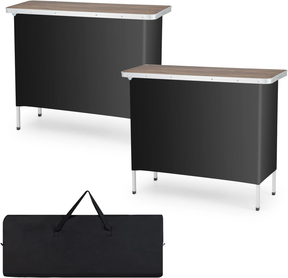 COSTWAY Portable Bar Table for Events, 43.5” x 15” x 34.5”(2, Brown)
