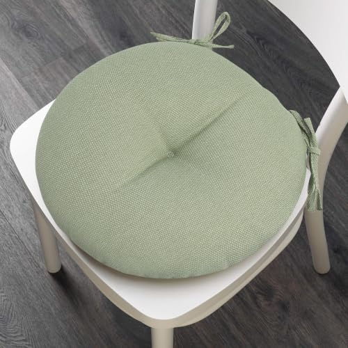 Outdoor Bistro Chair Cushion Set of 2, Waterproof Tufted Round Seat Cushion w...